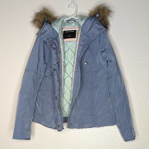 Abercrombie 1892 Hooded Jacket Sky Blue w/Mint Green Quilted Lining (13/14)